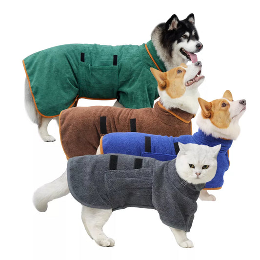 Absorberande Hundbadrock – Mjuk & Justerbar Torkrock för Hundar (XS–XL)