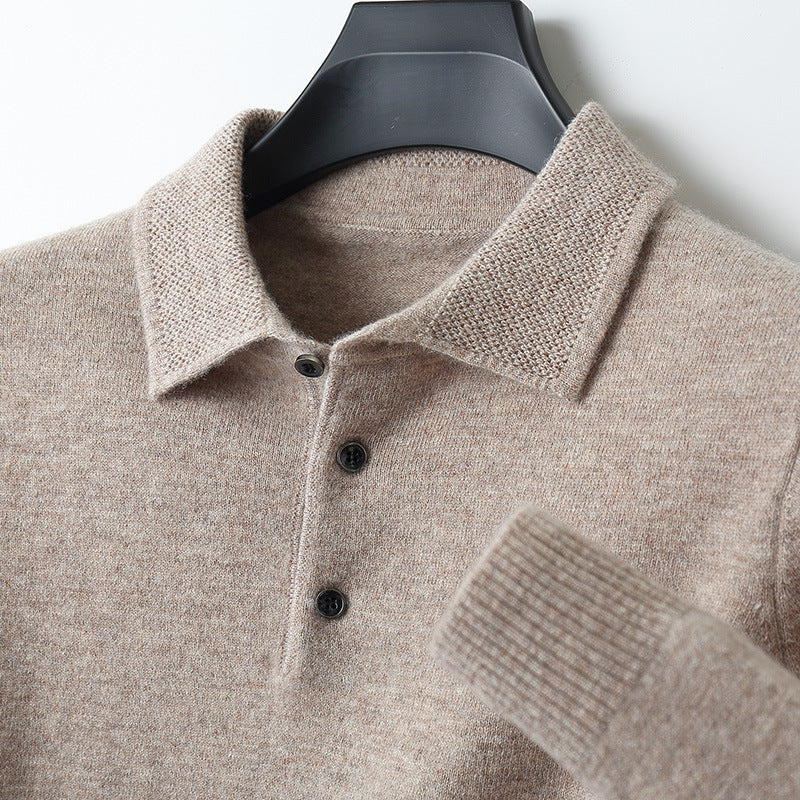 Arthur Långärmad Pikétröja i 100% Kashmir – Elegant Herrtröja i Skandinavisk Stil | S–3XL