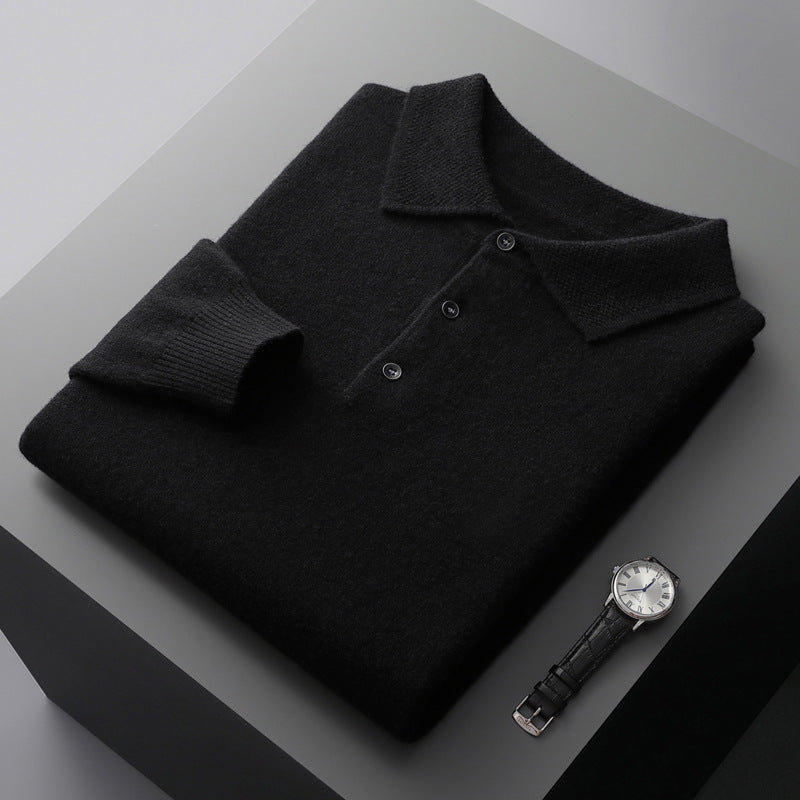 Arthur Långärmad Pikétröja i 100% Kashmir – Elegant Herrtröja i Skandinavisk Stil | S–3XL