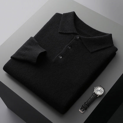 Arthur Långärmad Pikétröja i 100% Kashmir – Elegant Herrtröja i Skandinavisk Stil | S–3XL