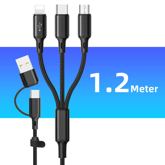 3-i-1 Snabbladdningskabel – USB-A till Lightning, Type-C & Micro-USB, 6A Högström för iPhone & Android