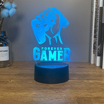 3D Kristall Gamer Lampa med Fjärrkontroll – 16 Färger & Uppladdningsbar