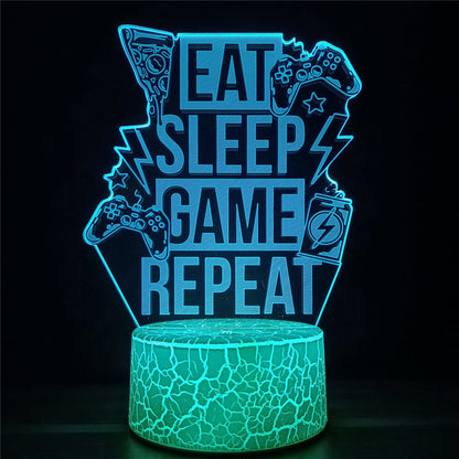 3D Kristall Gamer Lampa med Fjärrkontroll – 16 Färger & Uppladdningsbar
