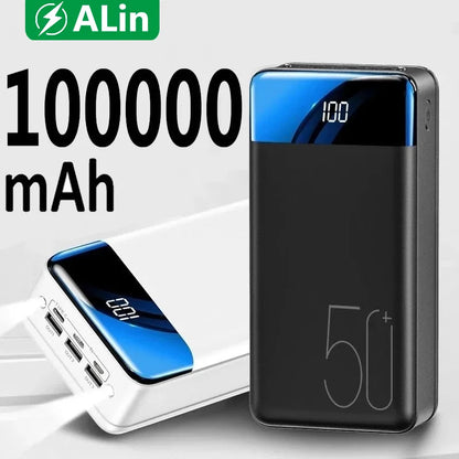 100000mAh Powerbank med Supersnabb Laddning – Perfekt för Resor, Camping och Nödsituationer