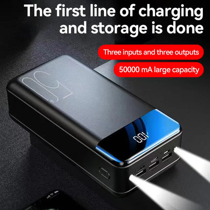 100000mAh Powerbank med Supersnabb Laddning – Perfekt för Resor, Camping och Nödsituationer