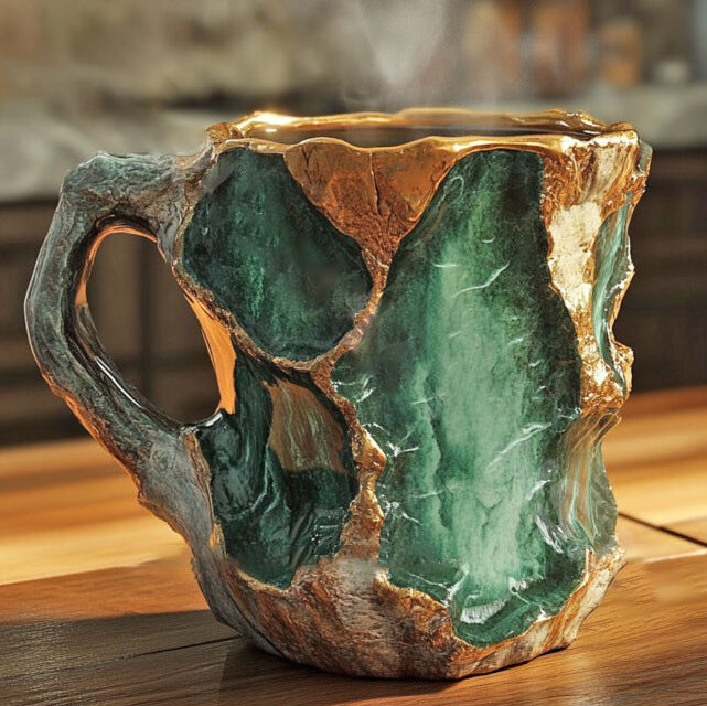 Kaffekoppar i mineralkristall
