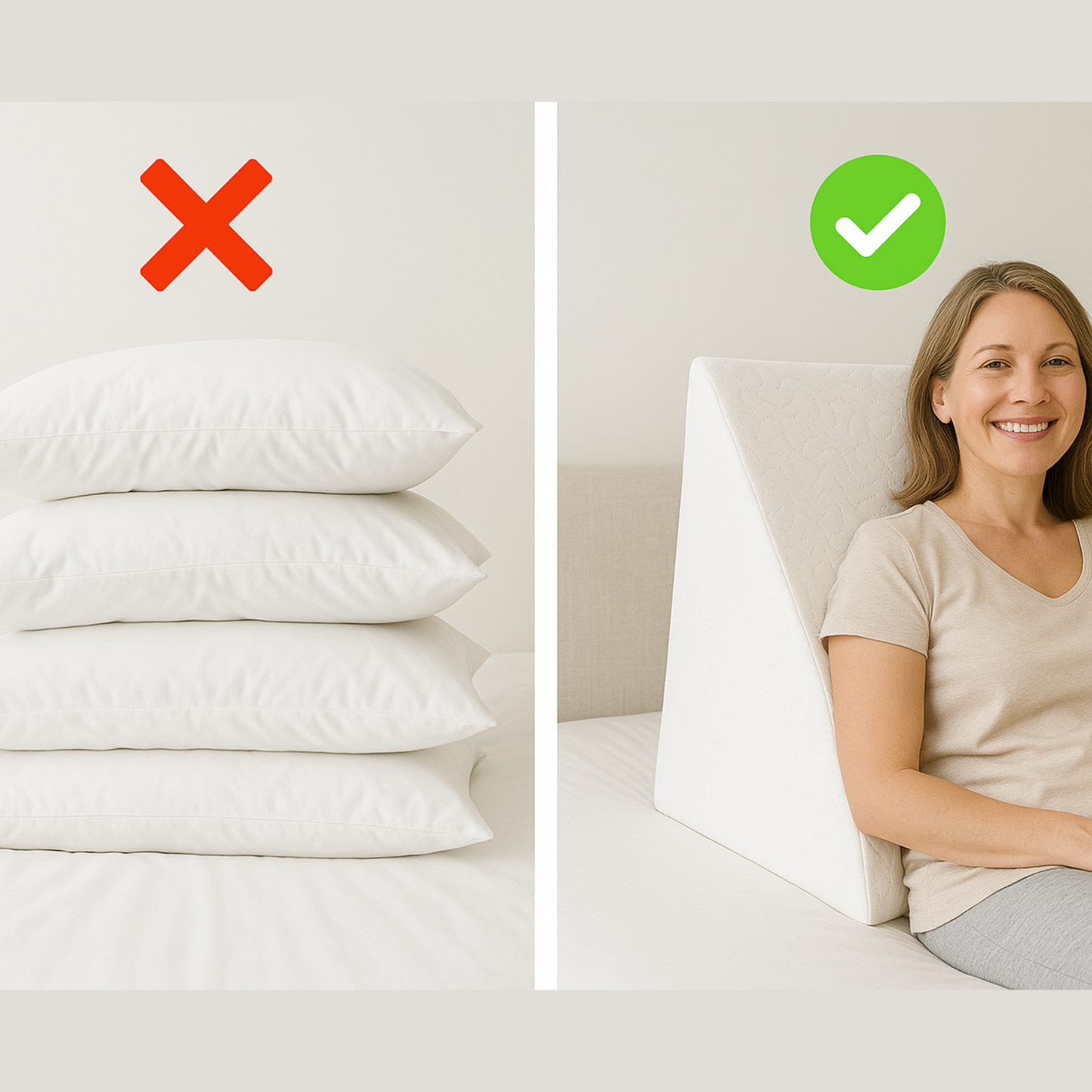 Kilkudde för Reflux, Återhämtning & Blodcirkulation – Ergonomisk Triangelformad Sovkudde för Rygg- och Nackstöd