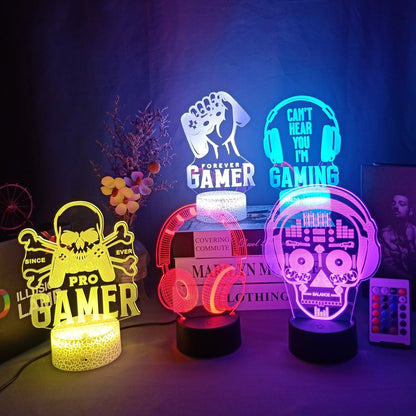 3D Kristall Gamer Lampa med Fjärrkontroll – 16 Färger & Uppladdningsbar