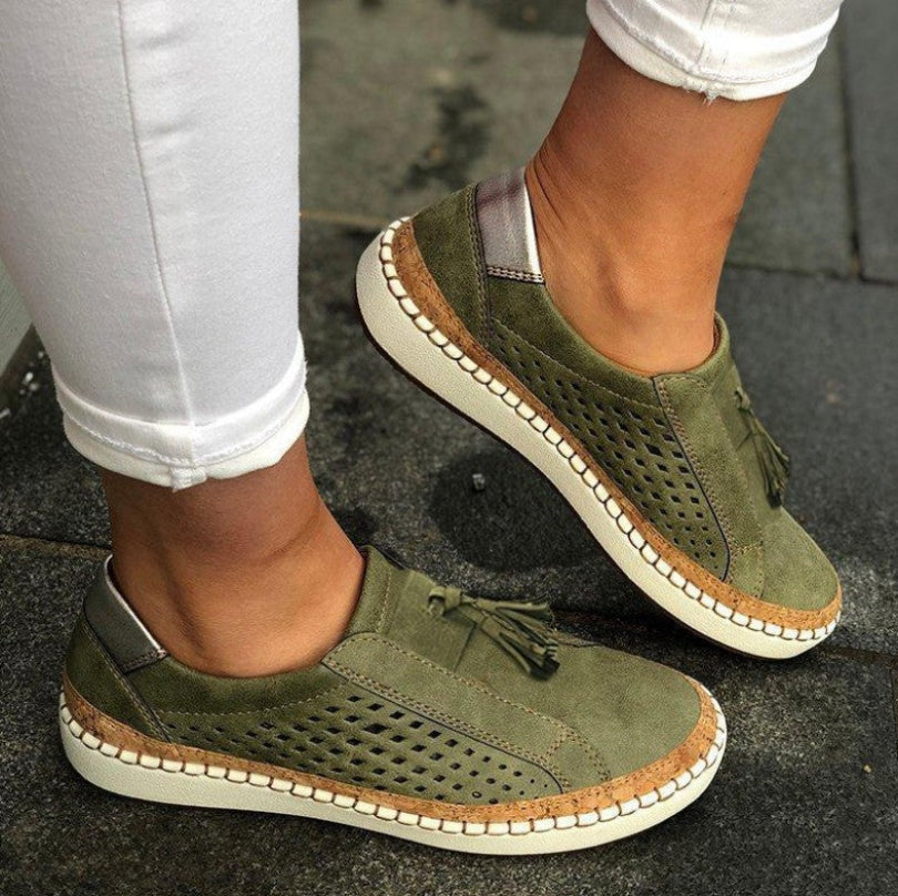 Gröna slip-on sneakers för dam – Bekväma och trendiga vardagsskor