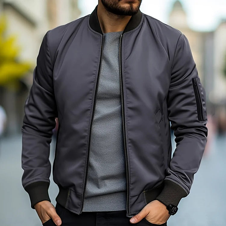 Herrjacka bomber retro | Varm HUGO bomberjacka i skinnlook för höst & vinter