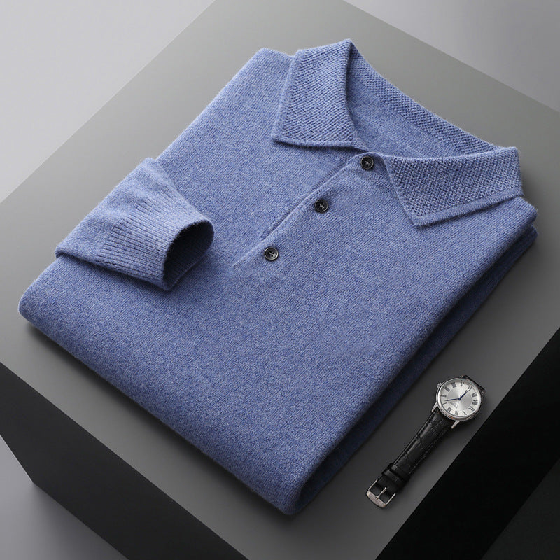 Arthur Långärmad Pikétröja i 100% Kashmir – Elegant Herrtröja i Skandinavisk Stil | S–3XL
