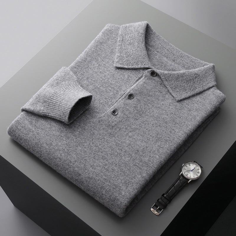 Arthur Långärmad Pikétröja i 100% Kashmir – Elegant Herrtröja i Skandinavisk Stil | S–3XL