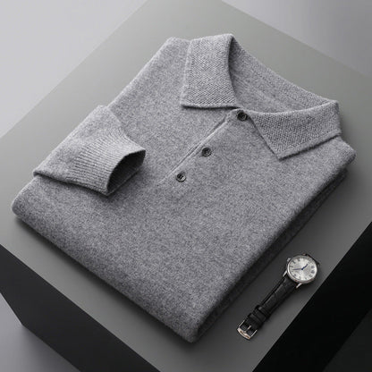 Arthur Långärmad Pikétröja i 100% Kashmir – Elegant Herrtröja i Skandinavisk Stil | S–3XL