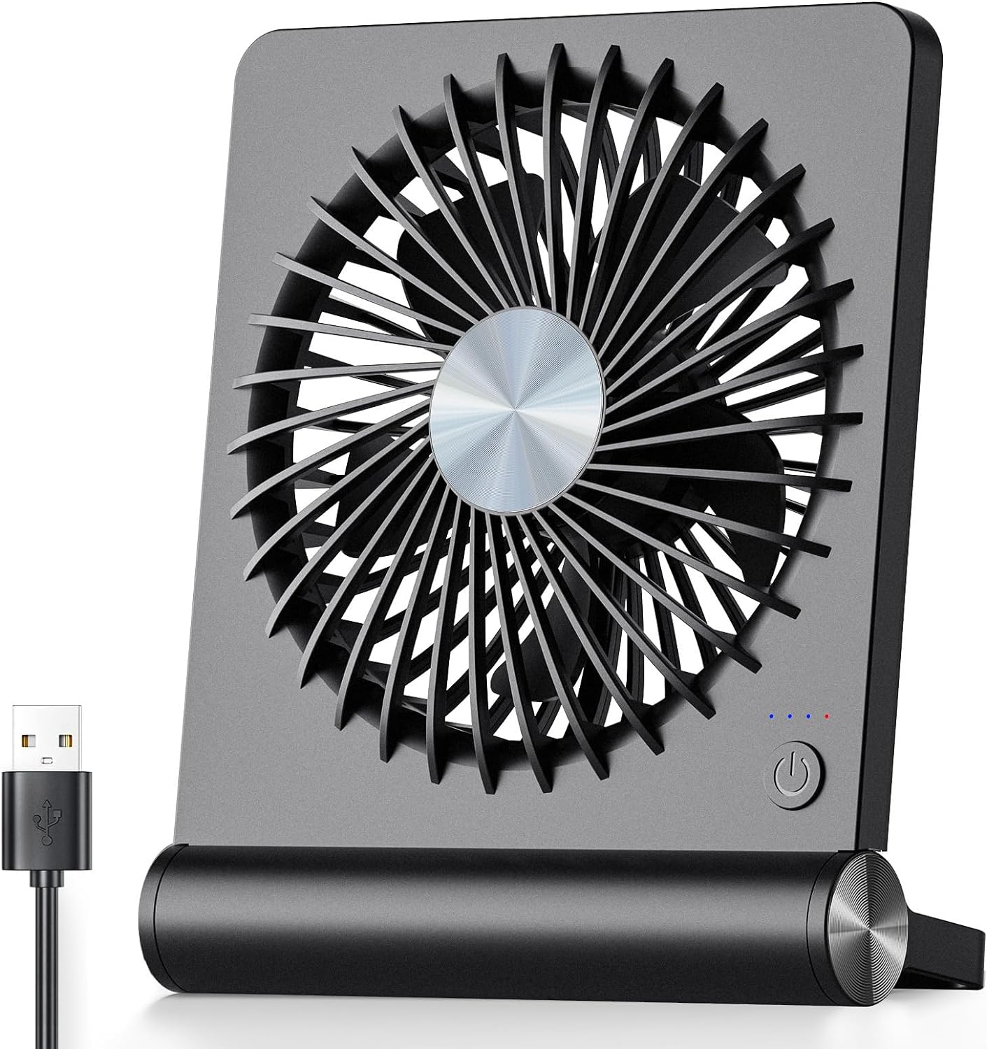 Starker Wind Tyst Bordfläkt – 3 Hastigheter, USB-Driven, Kompakt & Kraftfull för Skrivbord och Sovrum