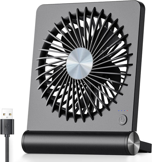 Starker Wind Tyst Bordfläkt – 3 Hastigheter, USB-Driven, Kompakt & Kraftfull för Skrivbord och Sovrum