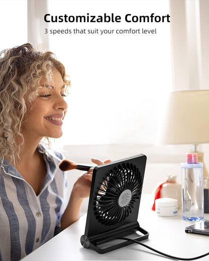 Starker Wind Tyst Bordfläkt – 3 Hastigheter, USB-Driven, Kompakt & Kraftfull för Skrivbord och Sovrum