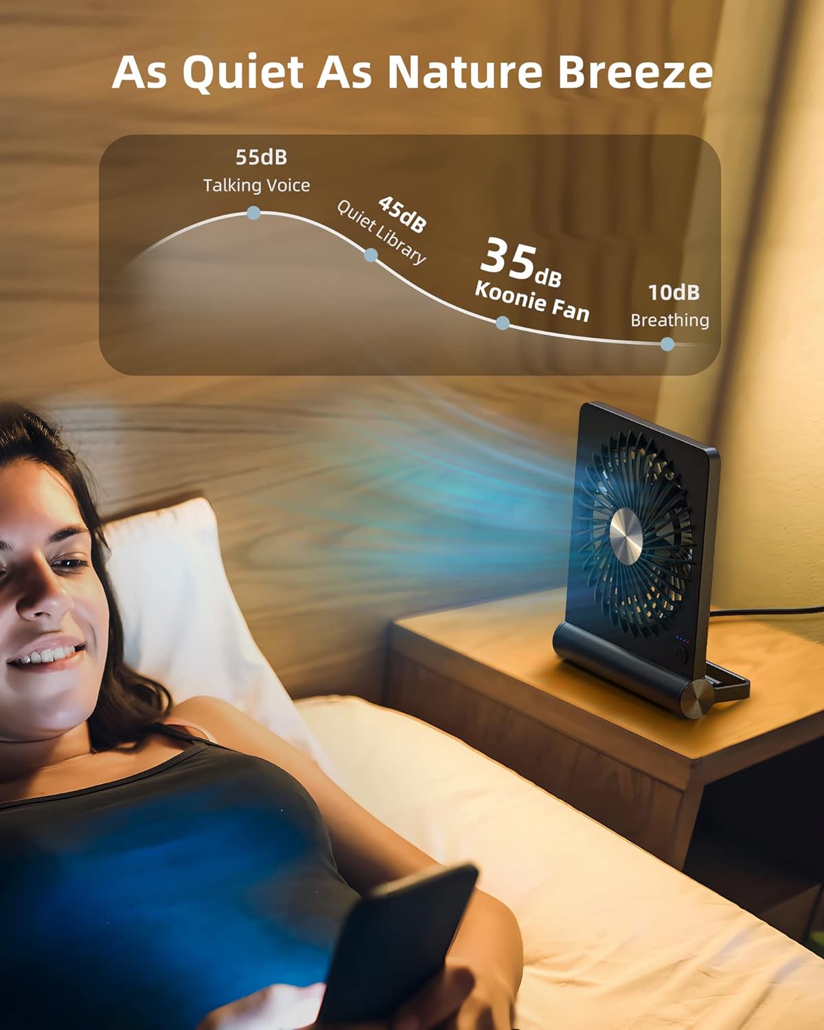 Starker Wind Tyst Bordfläkt – 3 Hastigheter, USB-Driven, Kompakt & Kraftfull för Skrivbord och Sovrum