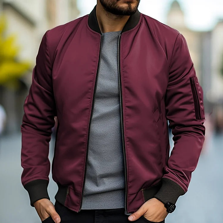 Herrjacka bomber retro | Varm HUGO bomberjacka i skinnlook för höst & vinter