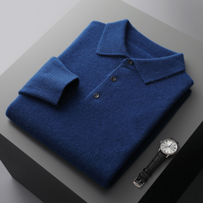 Arthur Långärmad Pikétröja i 100% Kashmir – Elegant Herrtröja i Skandinavisk Stil | S–3XL