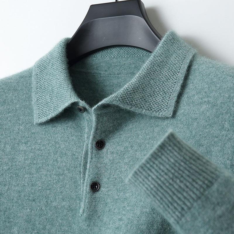 Arthur Långärmad Pikétröja i 100% Kashmir – Elegant Herrtröja i Skandinavisk Stil | S–3XL