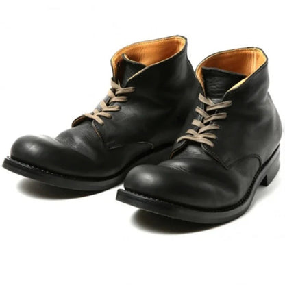 Klassiska svarta läderskor för herr – handgjorda ankelboots i retrostil
