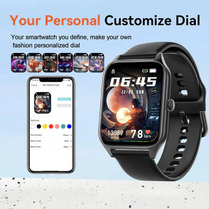 Blodsockermätning Smartwatch – Icke-invasiv, Blodsyre, Hälsospårning, Lång batteritid & Stilren design