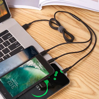 3-i-1 Snabbladdningskabel – USB-A till Lightning, Type-C & Micro-USB, 6A Högström för iPhone & Android