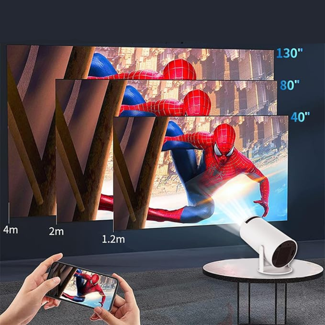 Portabel 4K HD Projektor för Hemmabio – Kompakt Design med Lång Batteritid