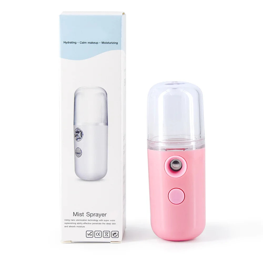 GlowBreeze Återuppladdningsbar Ansiktsspridare med NanoMist – Portabel Ångspray för Fukt & Fräsch Hy – 30ml Vattentank