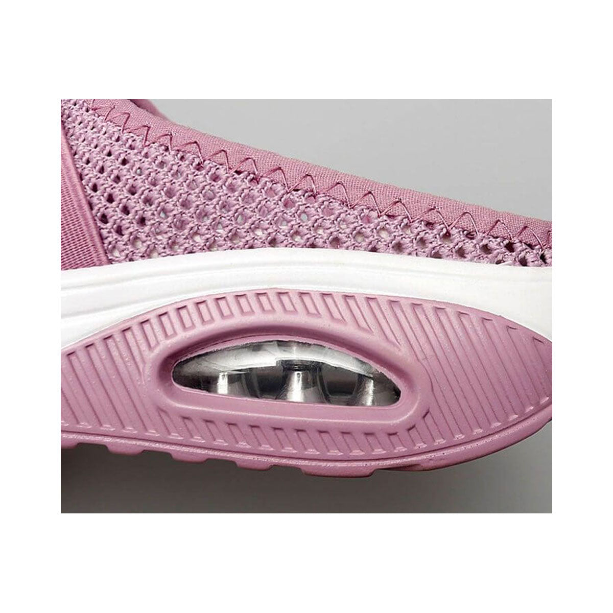 Andningsbara slip-on sneakers för damer – Grå mesh tofflor med luftkudde och halkfri sula