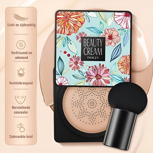 GlowBlend Foundationkräm med Svampsvamp – Felfri Täckning & Naturlig Hudvård