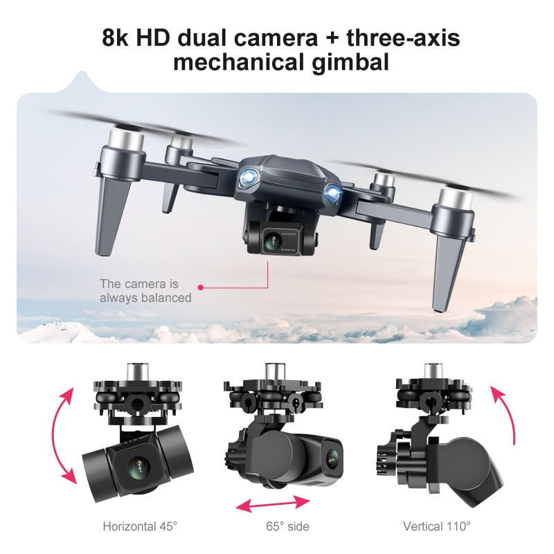RG106 Pro 8K GPS-Drohne med Dubbelkamera och 3-Axlig Gimbal – Borstlös Motor, 28 Minuters Flygtid