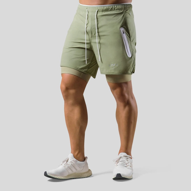 2-i-1 Träningsshorts för Herr – Kompressionsinnerbyxa, Fickor & Stilren Design | M–XXXL