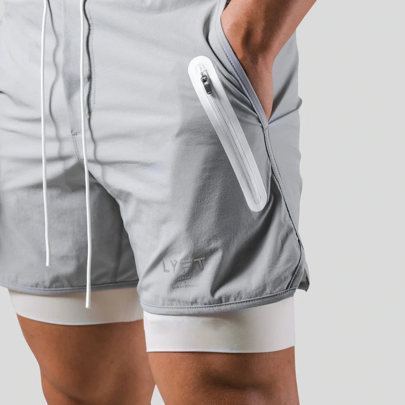 2-i-1 Träningsshorts för Herr – Kompressionsinnerbyxa, Fickor & Stilren Design | M–XXXL