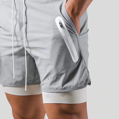 2-i-1 Träningsshorts för Herr – Kompressionsinnerbyxa, Fickor & Stilren Design | M–XXXL