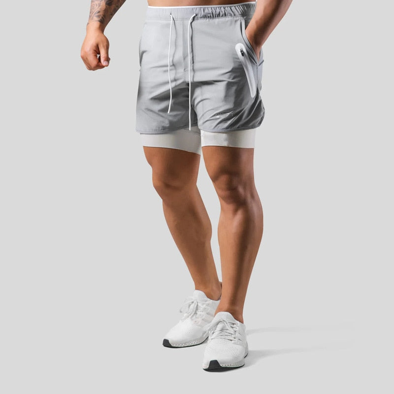 2-i-1 Träningsshorts för Herr – Kompressionsinnerbyxa, Fickor & Stilren Design | M–XXXL
