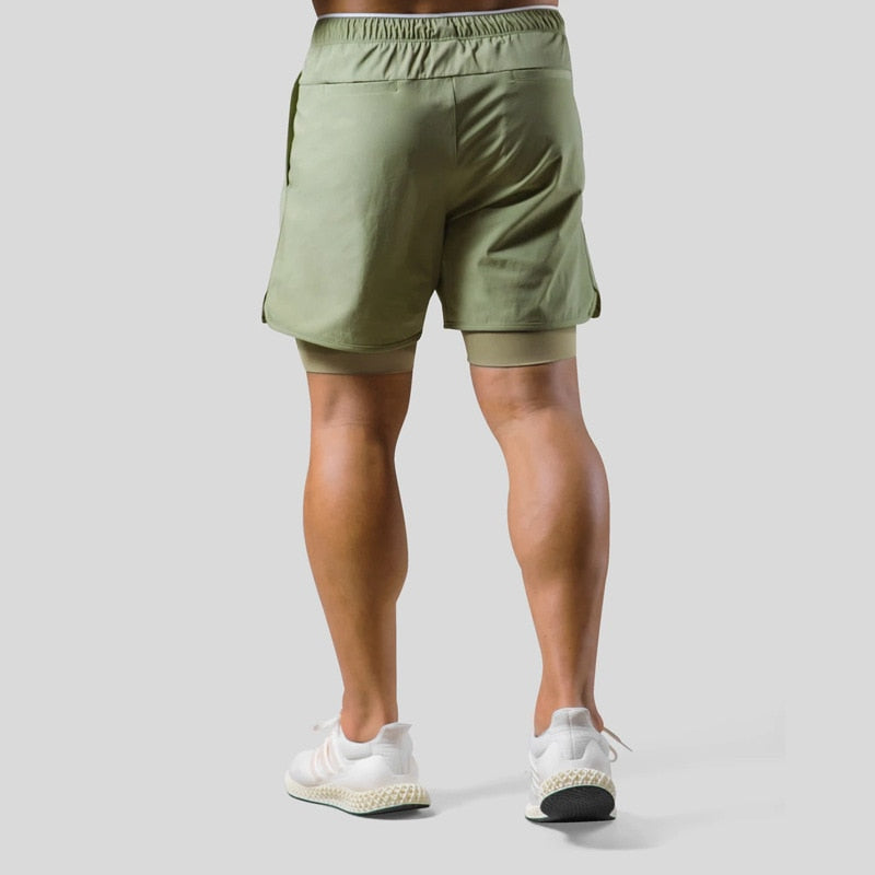 2-i-1 Träningsshorts för Herr – Kompressionsinnerbyxa, Fickor & Stilren Design | M–XXXL