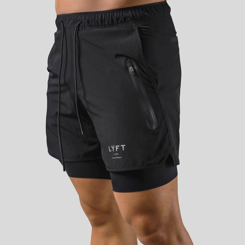 2-i-1 Träningsshorts för Herr – Kompressionsinnerbyxa, Fickor & Stilren Design | M–XXXL