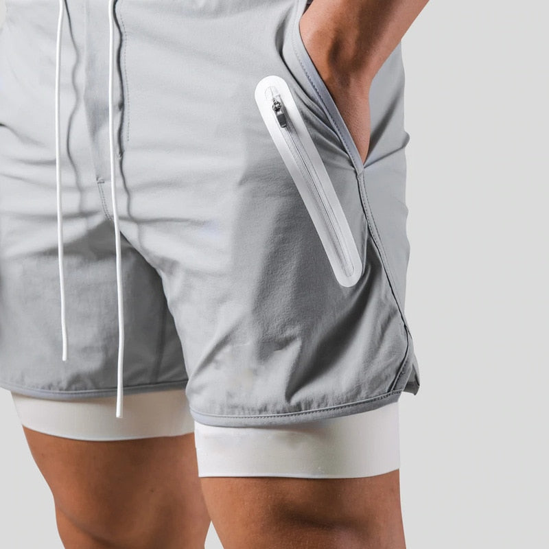 2-i-1 Träningsshorts för Herr – Kompressionsinnerbyxa, Fickor & Stilren Design | M–XXXL