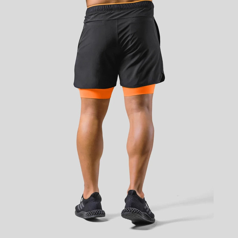 2-i-1 Träningsshorts för Herr – Kompressionsinnerbyxa, Fickor & Stilren Design | M–XXXL