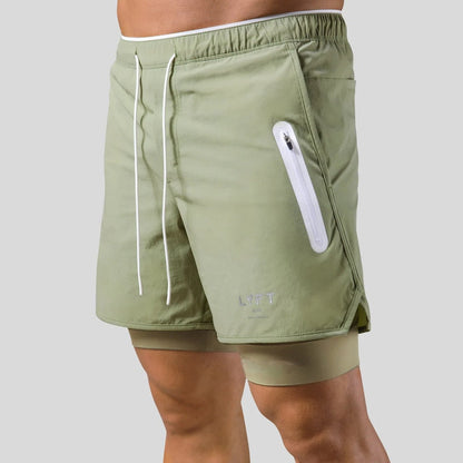 2-i-1 Träningsshorts för Herr – Kompressionsinnerbyxa, Fickor & Stilren Design | M–XXXL
