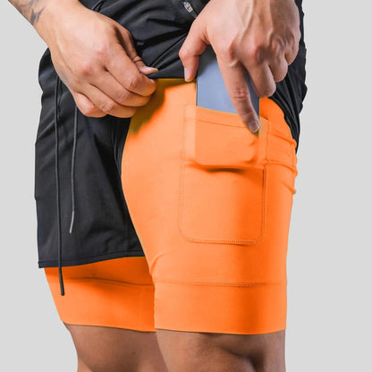 2-i-1 Träningsshorts för Herr – Kompressionsinnerbyxa, Fickor & Stilren Design | M–XXXL