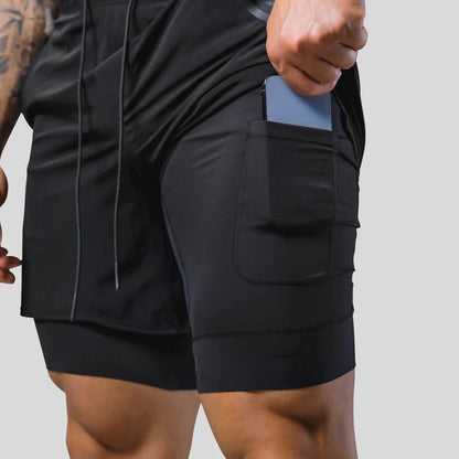 2-i-1 Träningsshorts för Herr – Kompressionsinnerbyxa, Fickor & Stilren Design | M–XXXL