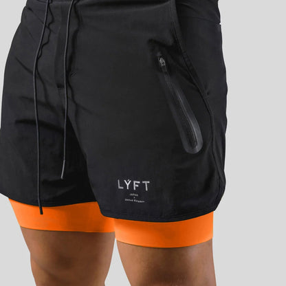 2-i-1 Träningsshorts för Herr – Kompressionsinnerbyxa, Fickor & Stilren Design | M–XXXL