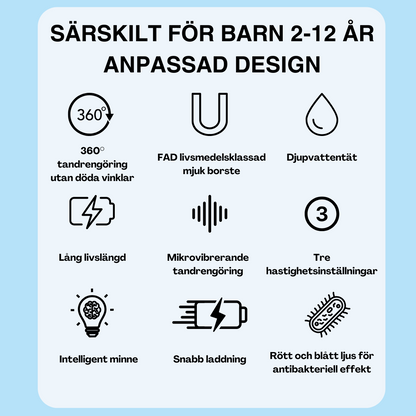 Elektrisk Barn Tandborste – 360° Rengöring & Trådlös Laddning