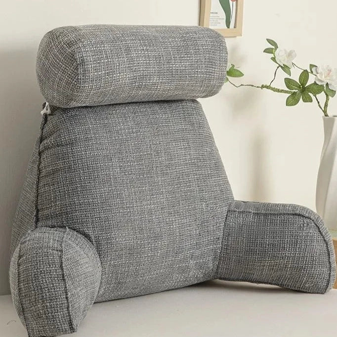 Ryggstödskudde med Justerbart Nackstöd och Ficka – Perfekt för Säng och Soffa