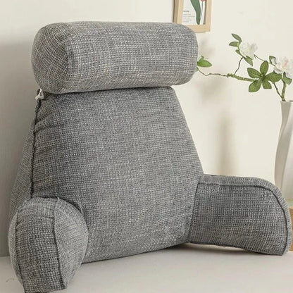 Ryggstödskudde med Justerbart Nackstöd och Ficka – Perfekt för Säng och Soffa