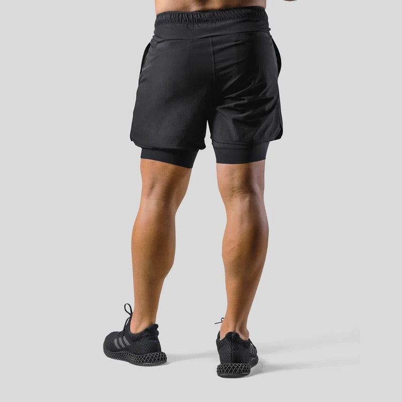 2-i-1 Träningsshorts för Herr – Kompressionsinnerbyxa, Fickor & Stilren Design | M–XXXL