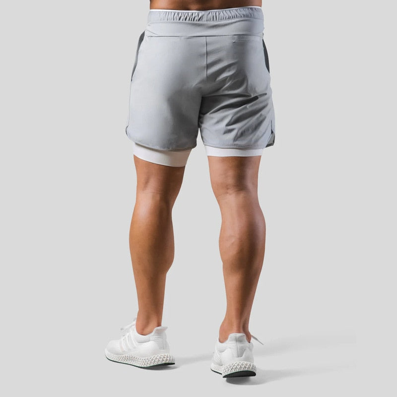 2-i-1 Träningsshorts för Herr – Kompressionsinnerbyxa, Fickor & Stilren Design | M–XXXL