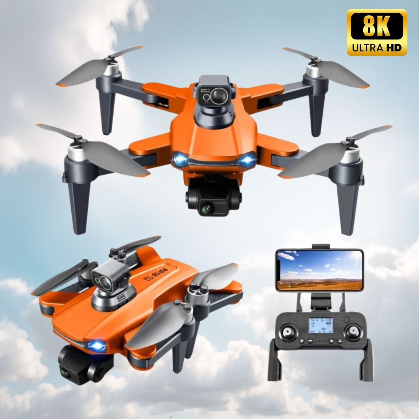 RG106 Pro 8K GPS-Drohne med Dubbelkamera och 3-Axlig Gimbal – Borstlös Motor, 28 Minuters Flygtid